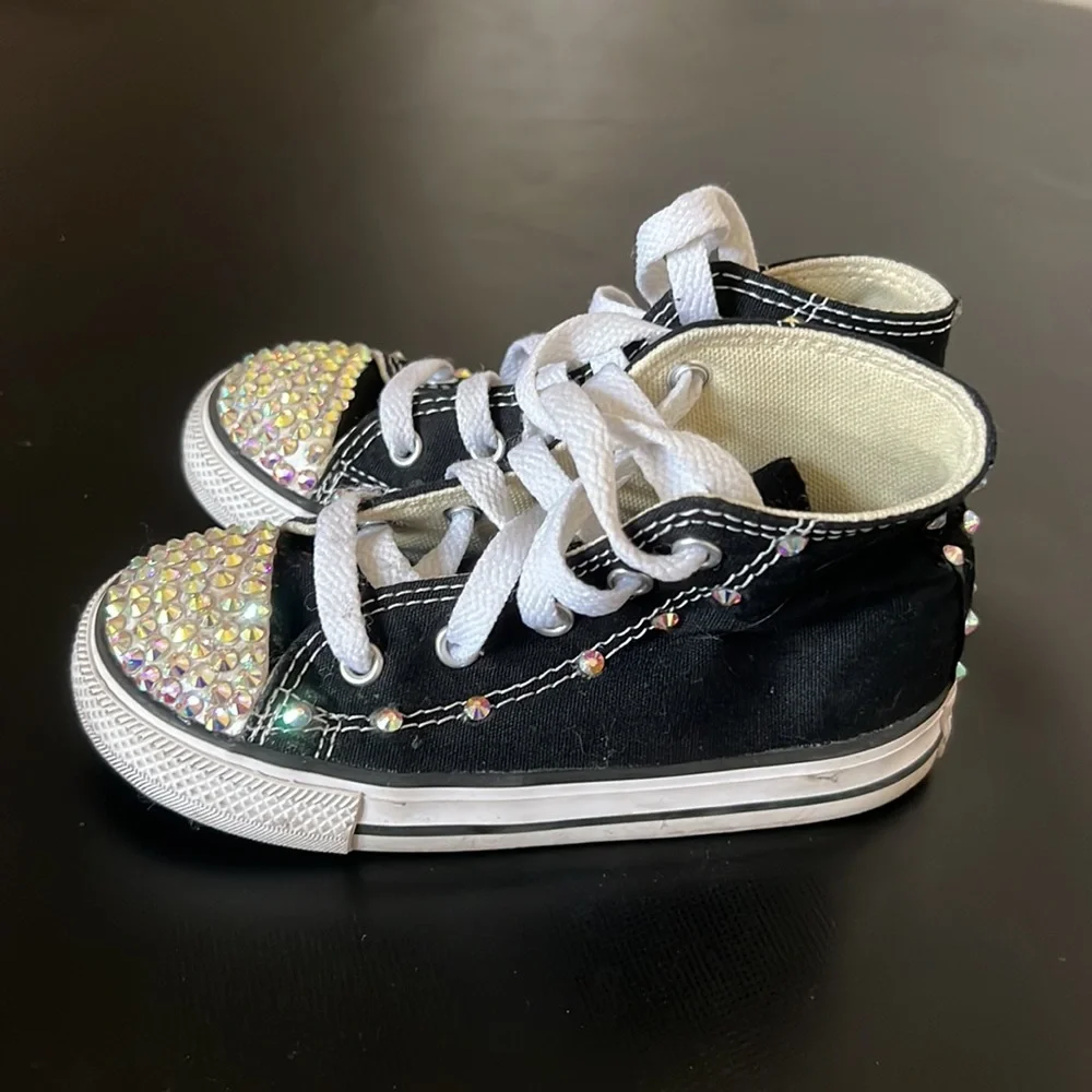 Converse: Custom blinged out Converse All Stars. High top. Kids size 9
